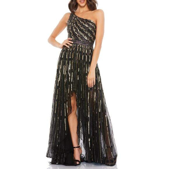 Mac Duggal Sequin OneShoulder Midi Dress  Black main image 0